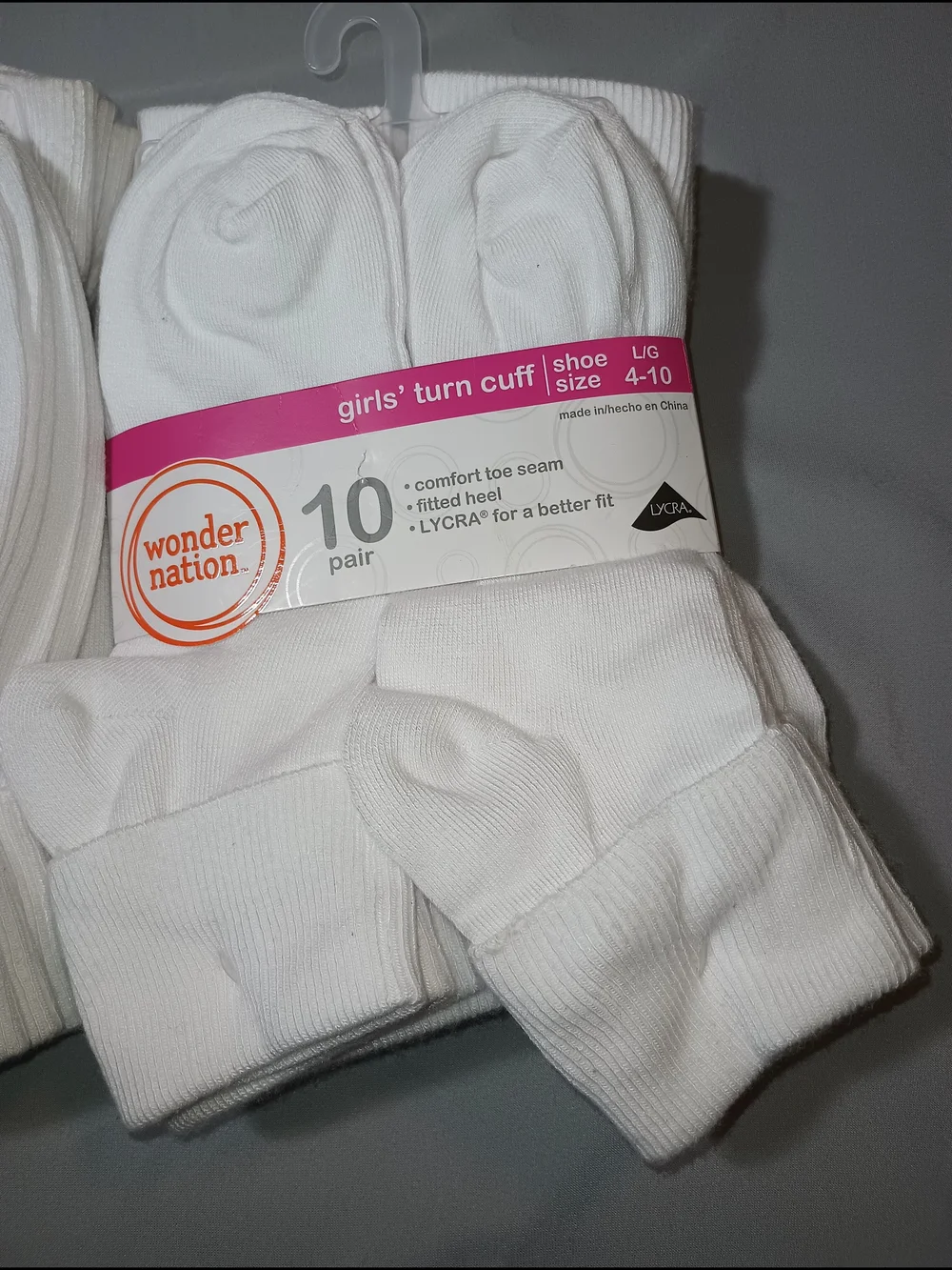 Wonder Nation Girls' Turn Cuff White Socks (2)